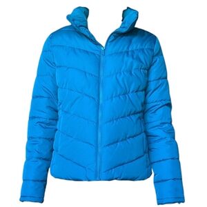 Old Navy puffer coat, Small, with Chevron quilting in cerulean blue
